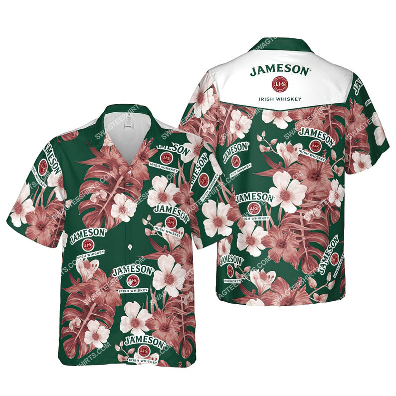 Floral jameson irish whiskey summer vacation hawaiian shirt 1