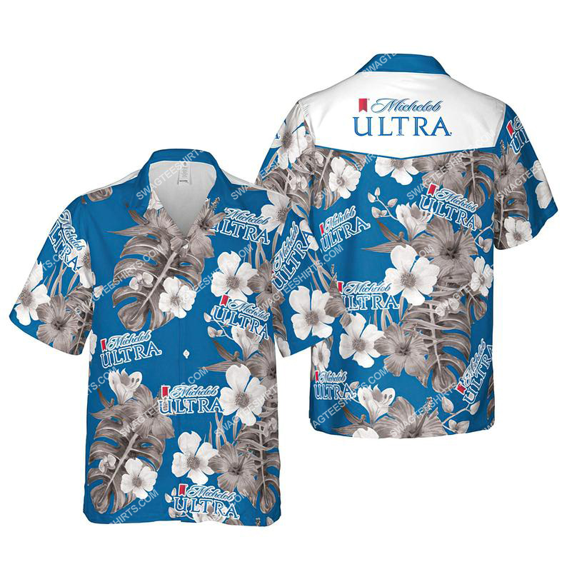 Floral michelob ultra beer summer vacation hawaiian shirt 1