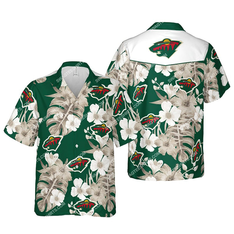 Floral minnesota wild nhl summer vacation hawaiian shirt 1