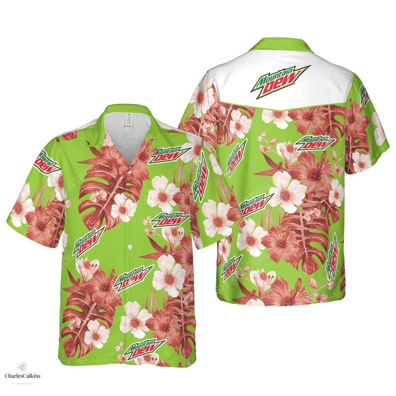 Floral mountain dew drink summer vacation hawaiian shirt 1