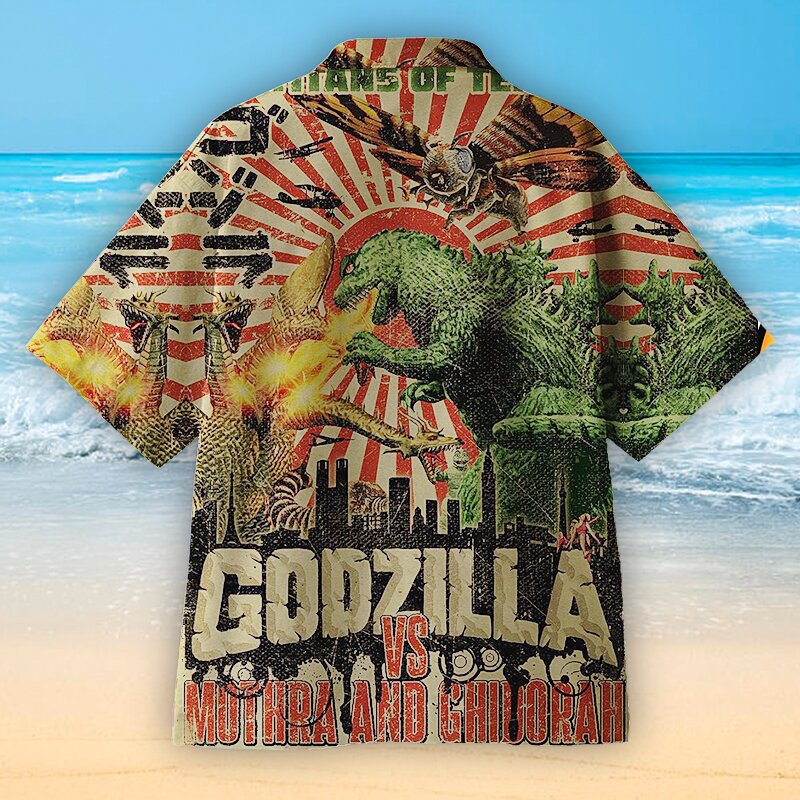 Godzilla vs Mothra and Ghidorah Hawaiian shirt 1