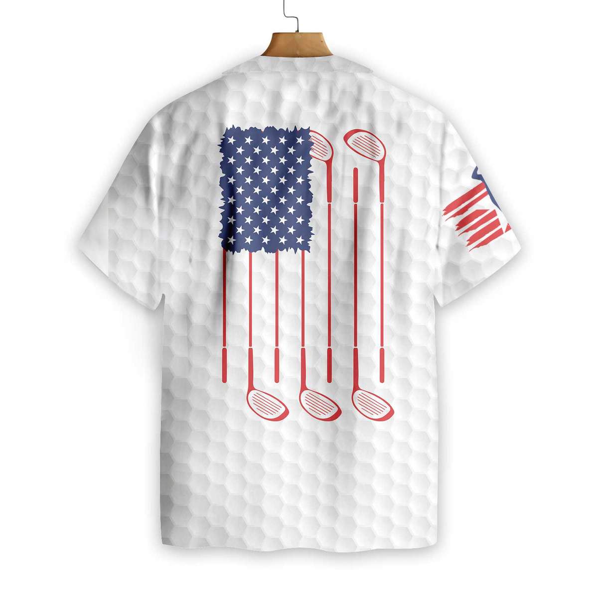 Golf American flag hawaiian shirt Back