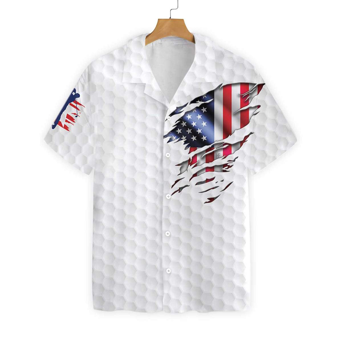 Golf American flag hawaiian shirt Front