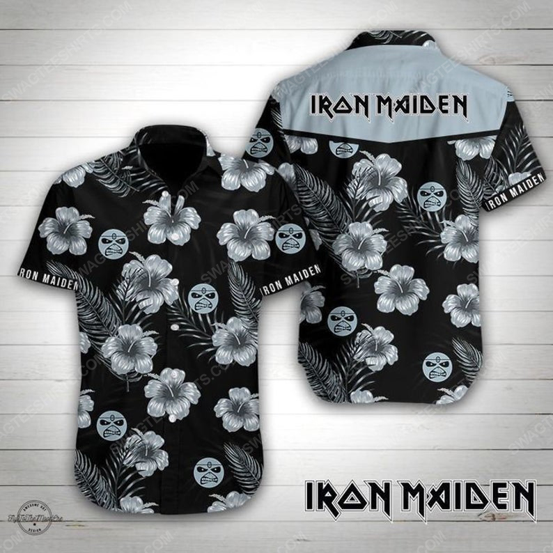Iron maiden heavy metal rock summer vacation hawaiian shirt 1