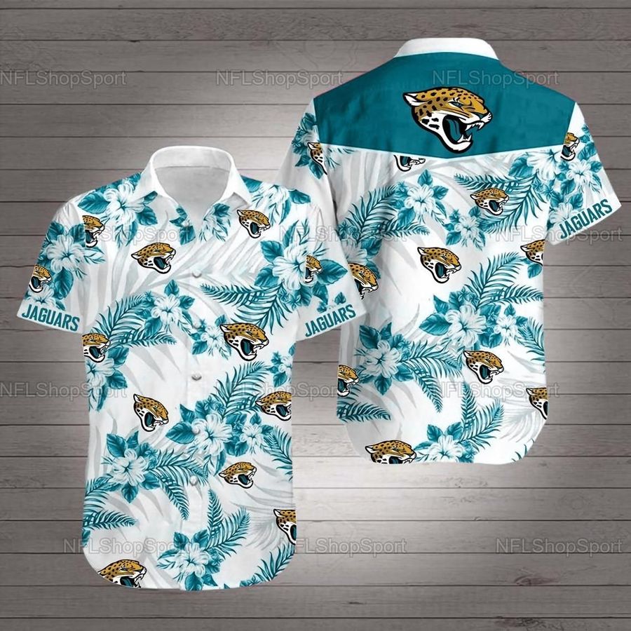 Jacksonville jaguars hibiscus nfl football hawaiian shirt