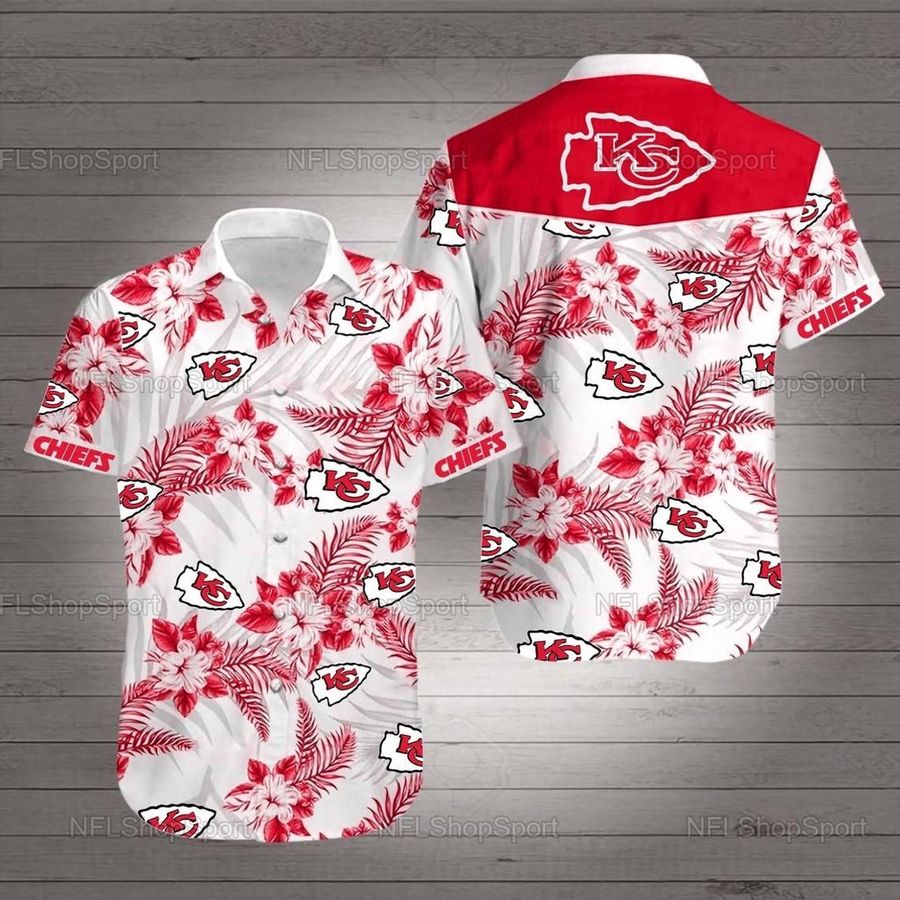 Kansas city chiefs hibiscus nfl football hawaiian shirt