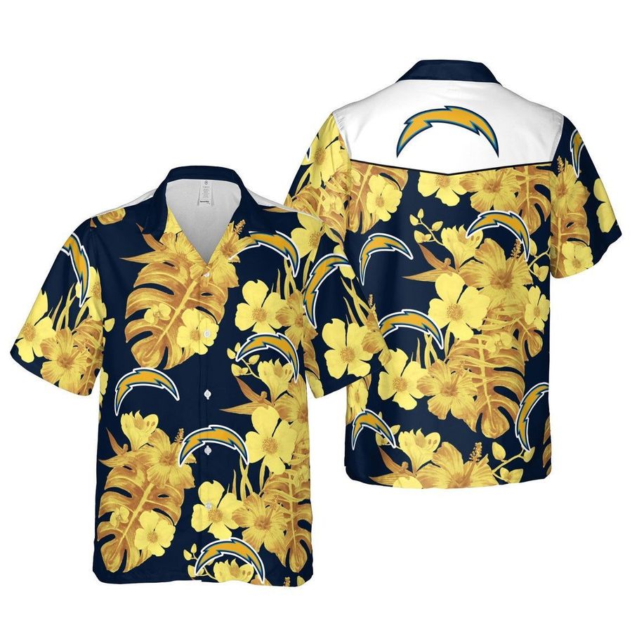 Los angeles chargers floral nfl football hawaiian shirt summer casual short sleeve