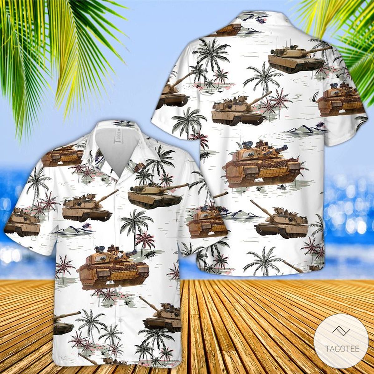 M1 Abrams Hawaiian Shirt Beach Shorts