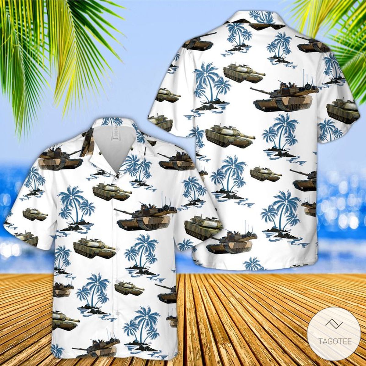 M1A2 Abrams Hawaiian Shirt Beach Shorts
