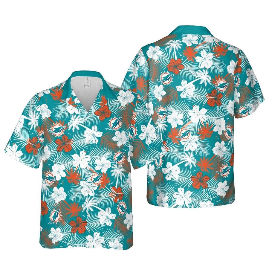Miami dolphins nfl football hawaiian shirt summer casual short sleeve