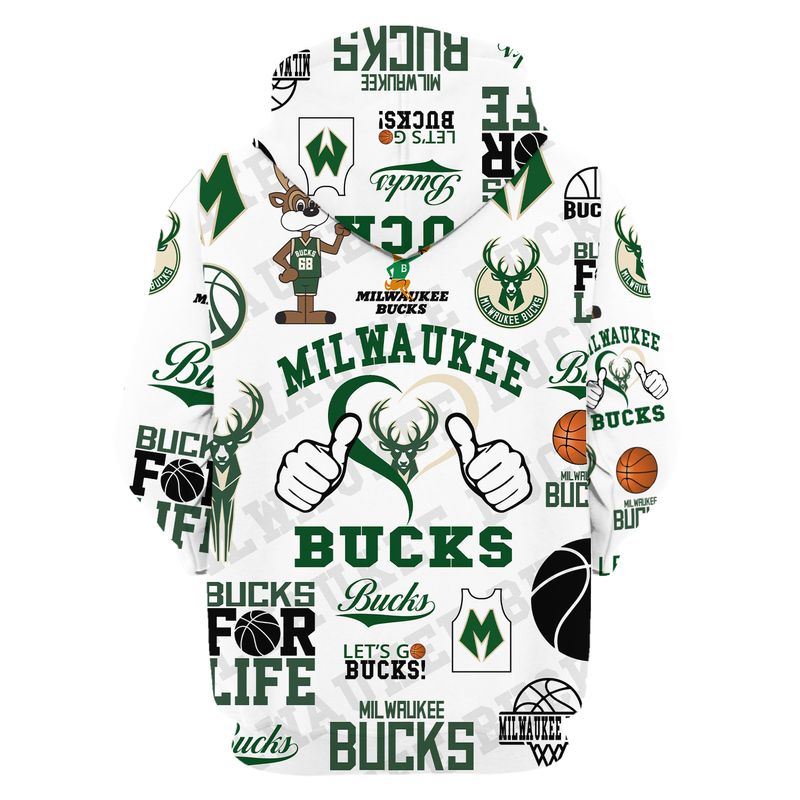 Milwaukee Bucks Lets Go Bucks 3D all over print Hoodie. shirt4