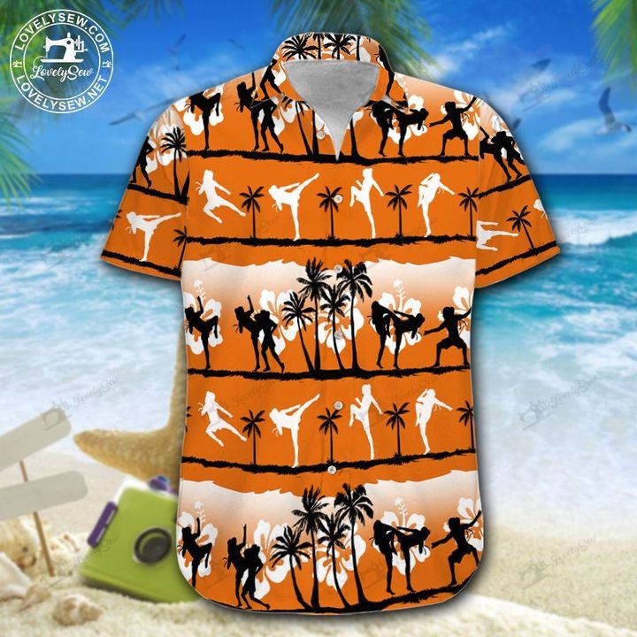 Muay thai female sunset hawaiian shirt, beach short – Teasearch3d 230721
