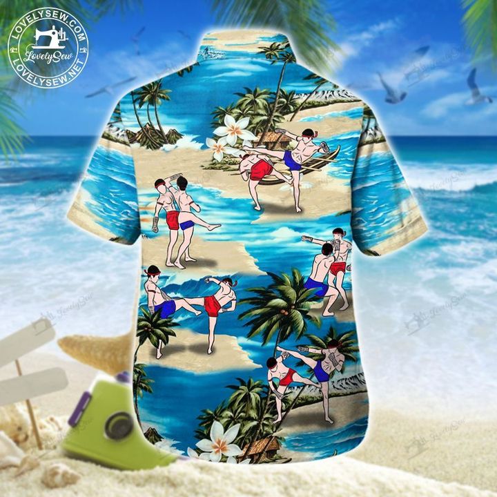 Muay thai on beach hawaiian shirt 1