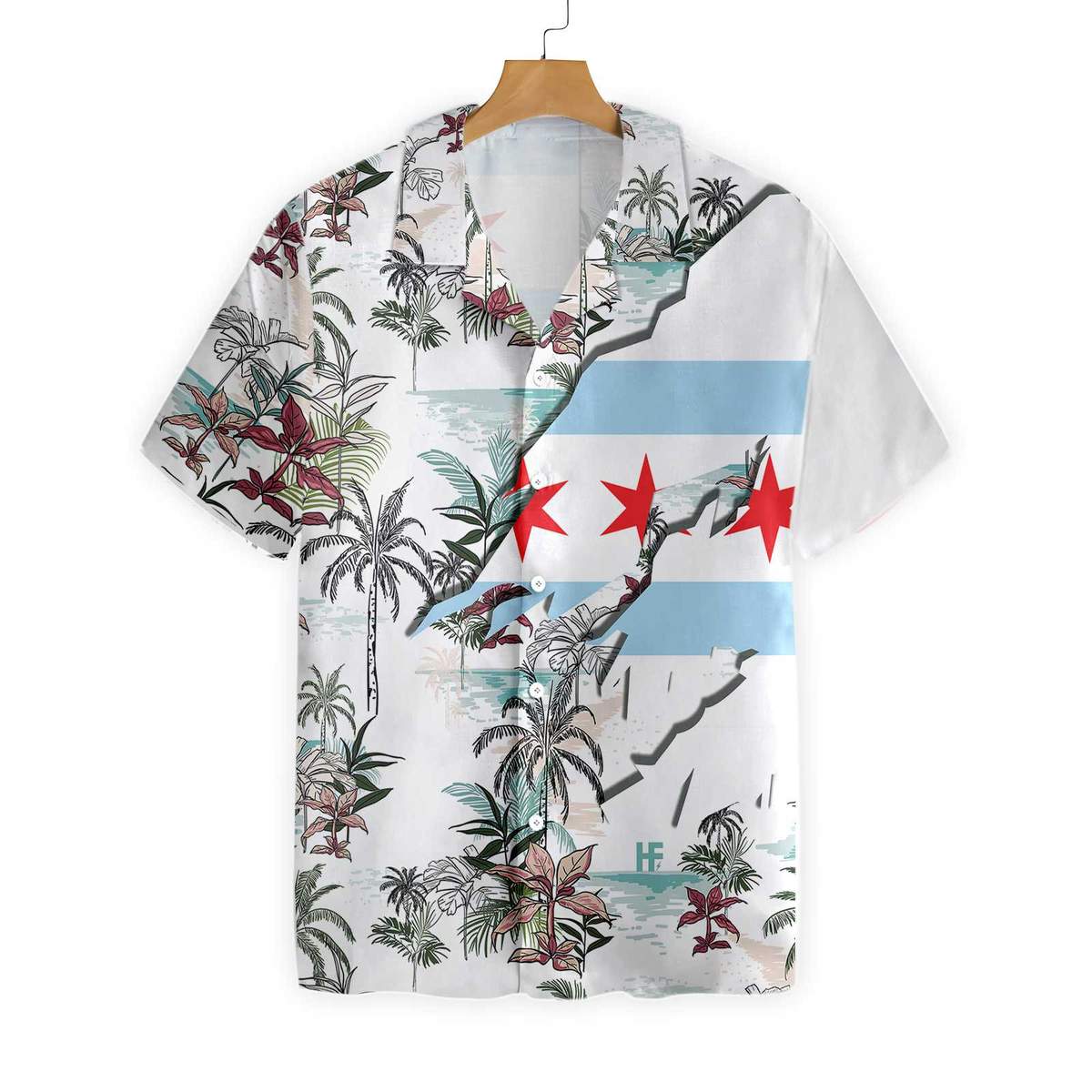 Navy Chicago hawaiian shirt Front