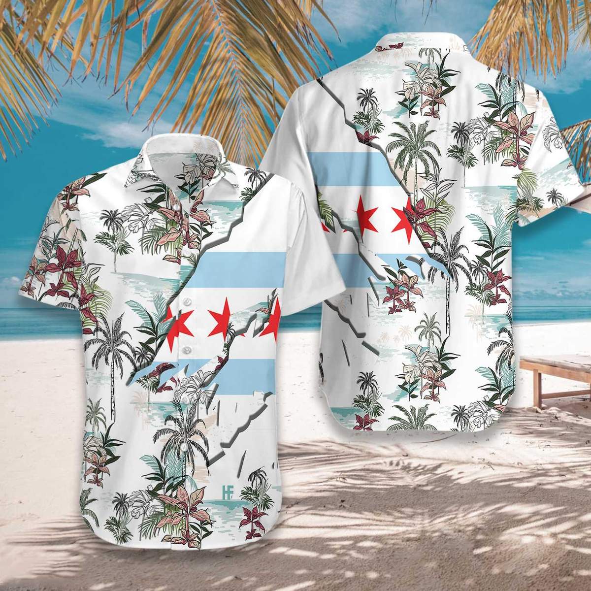 Navy Chicago hawaiian shirt