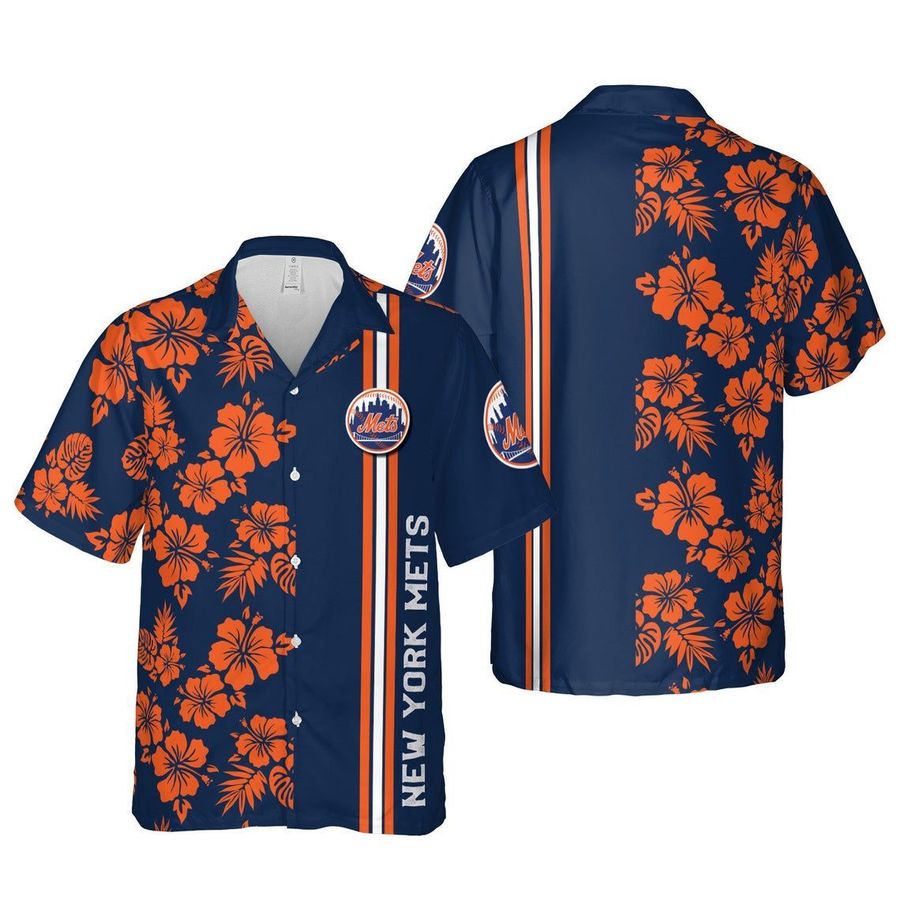 New York Mets floral mlb baseball hawaiian shirt