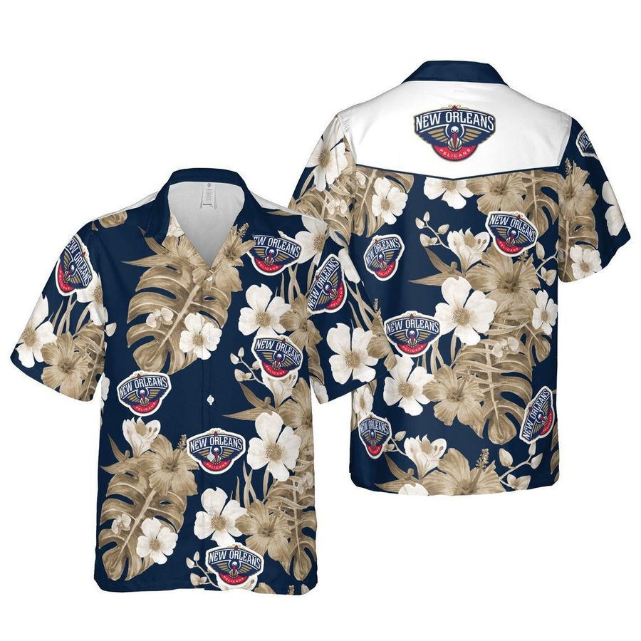 New orleans pelicans floral nba basketball hawaiian shirt