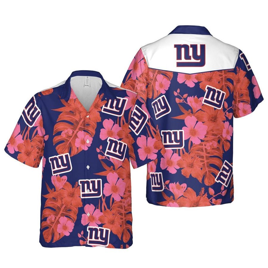 New york giants floral nfl football hawaiian shirt summer casual short sleeve