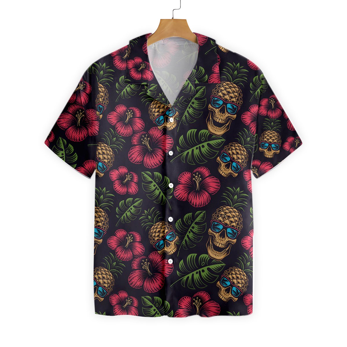 Pineapple Skull Black Hawaiian Shirt - Dnstyles 260721