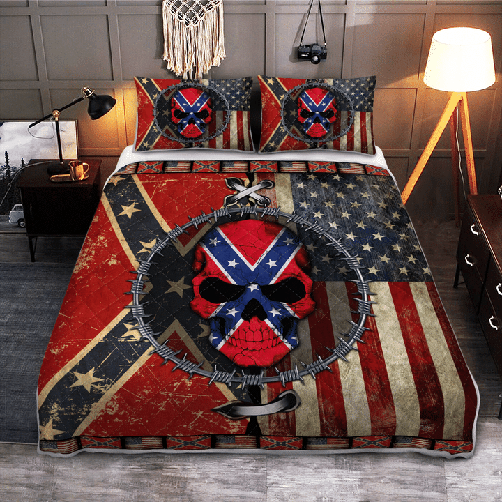 Skull the southern states flag bedding set