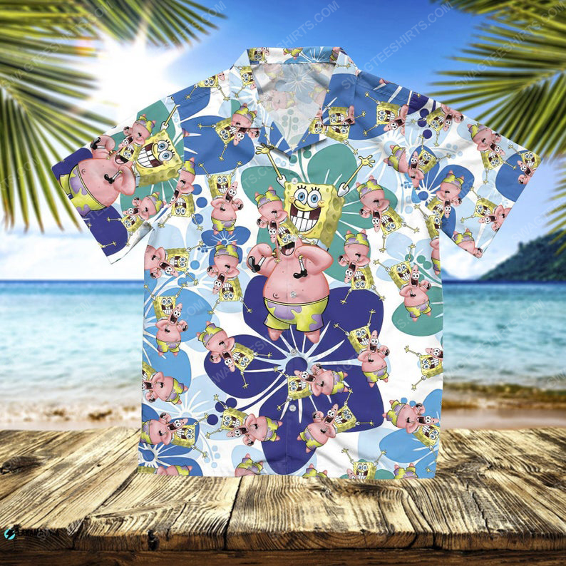 Spongebob squarepants cartoon movie disney summer vacation hawaiian shirt 1