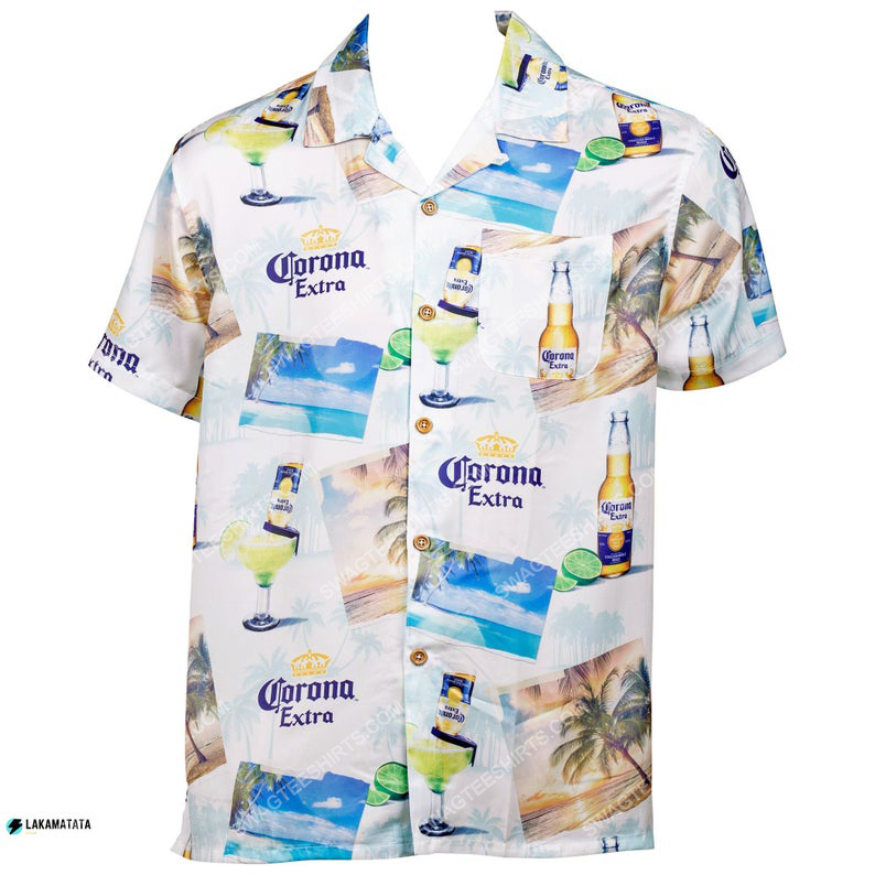 Tropical corona beer summer party hawaiian shirt 1