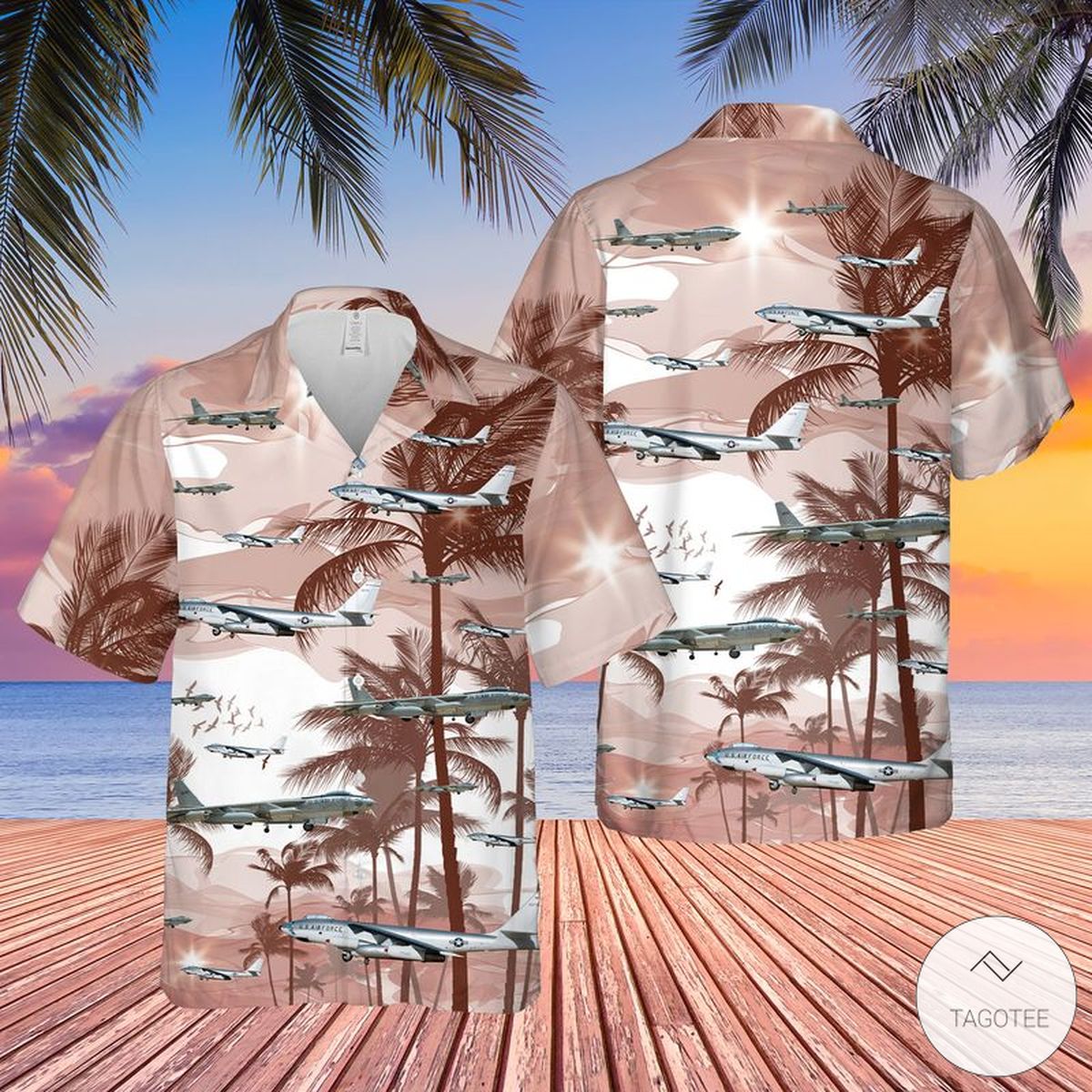 US Air Force Boeing B 47 Stratojet Hawaiian Shirt Beach Shorts