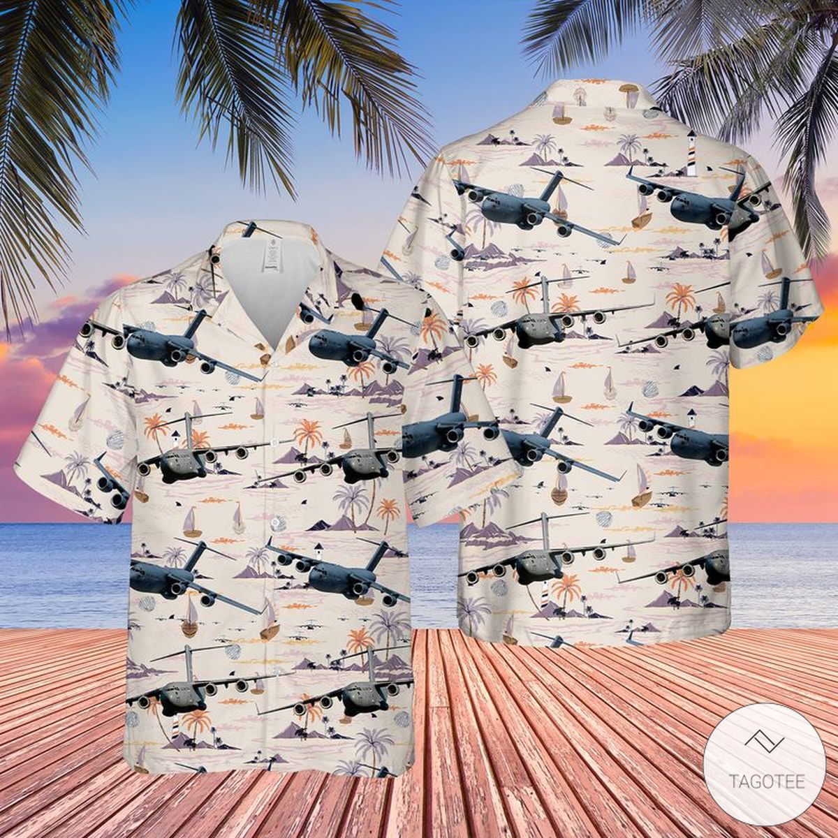 US Air Force Boeing C-17 Globemaster III Hawaiian Shirt, Beach Shorts – TAGOTEE
