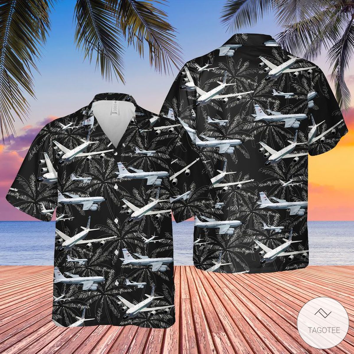 US Air Force Boeing RC 135 Hawaiian Shirt Beach Shorts