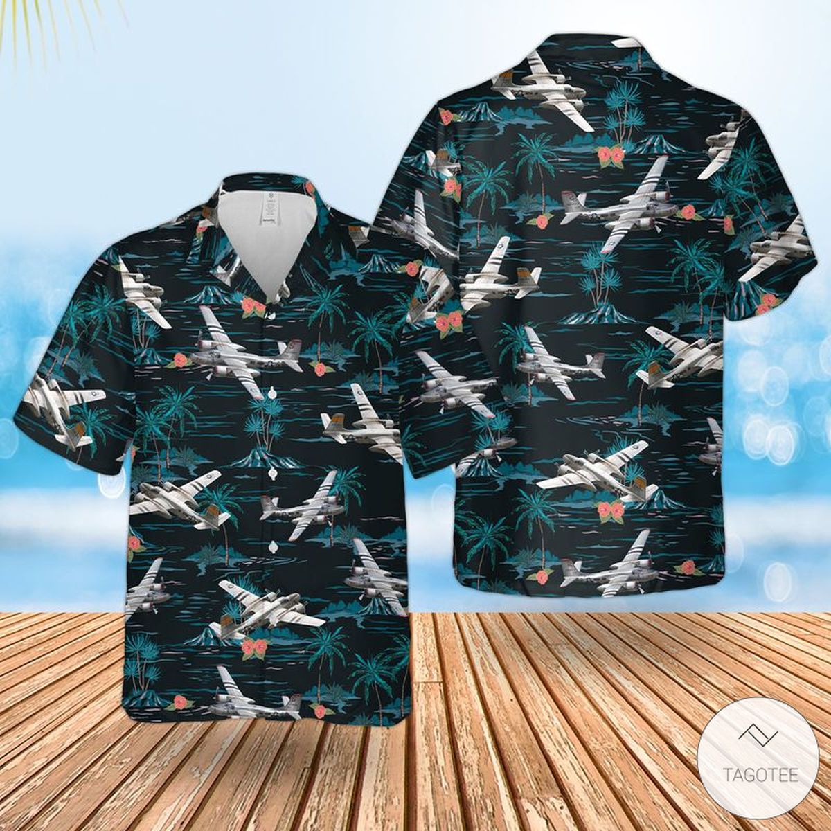 US Air Force Douglas A 26 Invader Hawaiian Shirt Beach Shorts