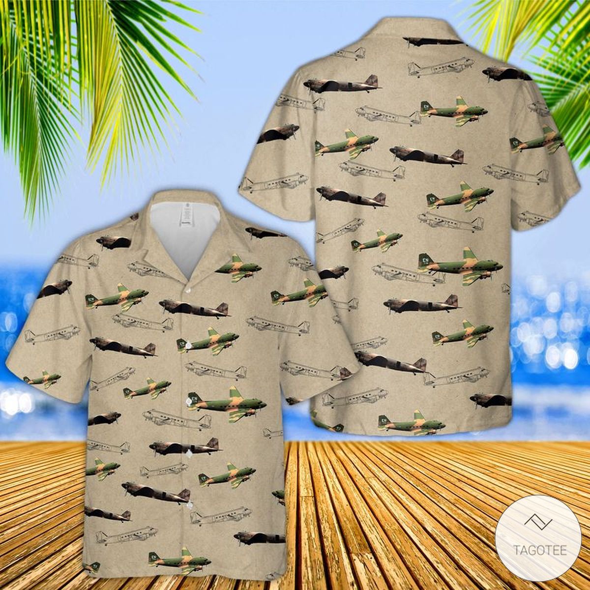 US Air Force Douglas AC 47 Spooky Hawaiian Shirt Beach Shorts
