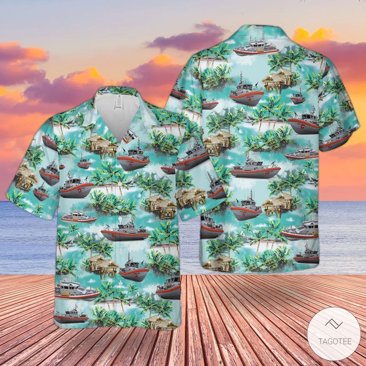 US Coast Guard Response Boat Hawaiian Shirt Beach Shorts