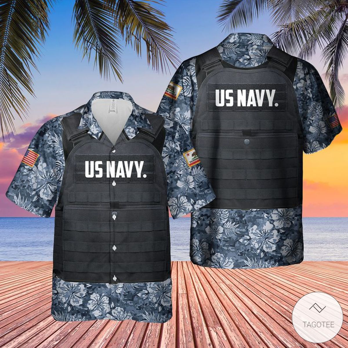 US Navy California Tactical Vest Hawaiian Shirt – TAGOTEE