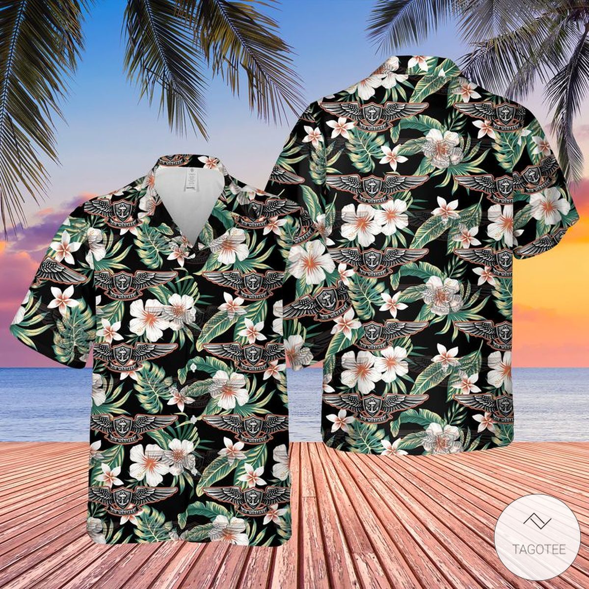 US Navy Enlisted Aviation Warfare Specialist Hawaiian Shirt Beach Shorts