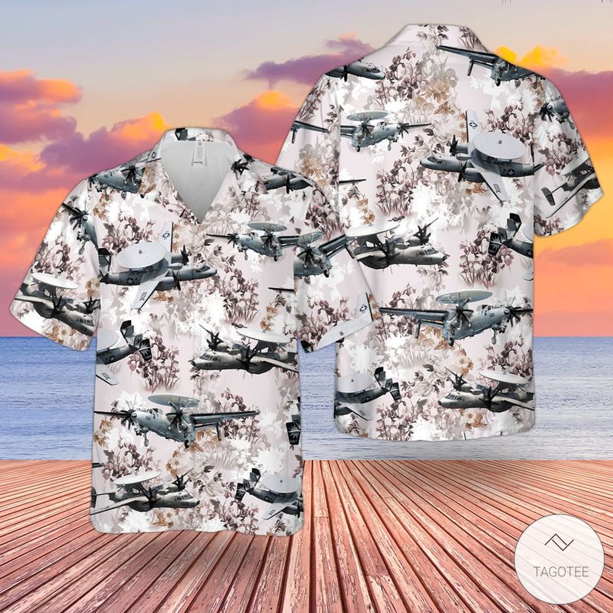 US Navy Northrop Grumman E 2 Hawkeye Hawaiian Shirt Beach Shorts