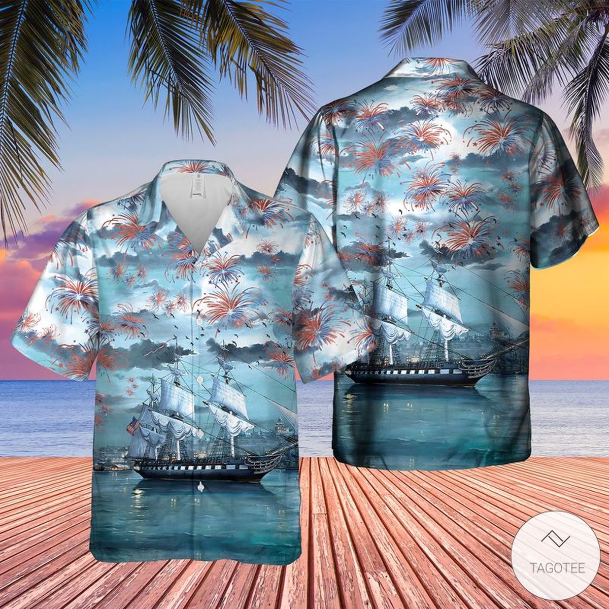 US Navy USS Constitution 4th of July Hawaiian Shirt, Beach Shorts – TAGOTEE