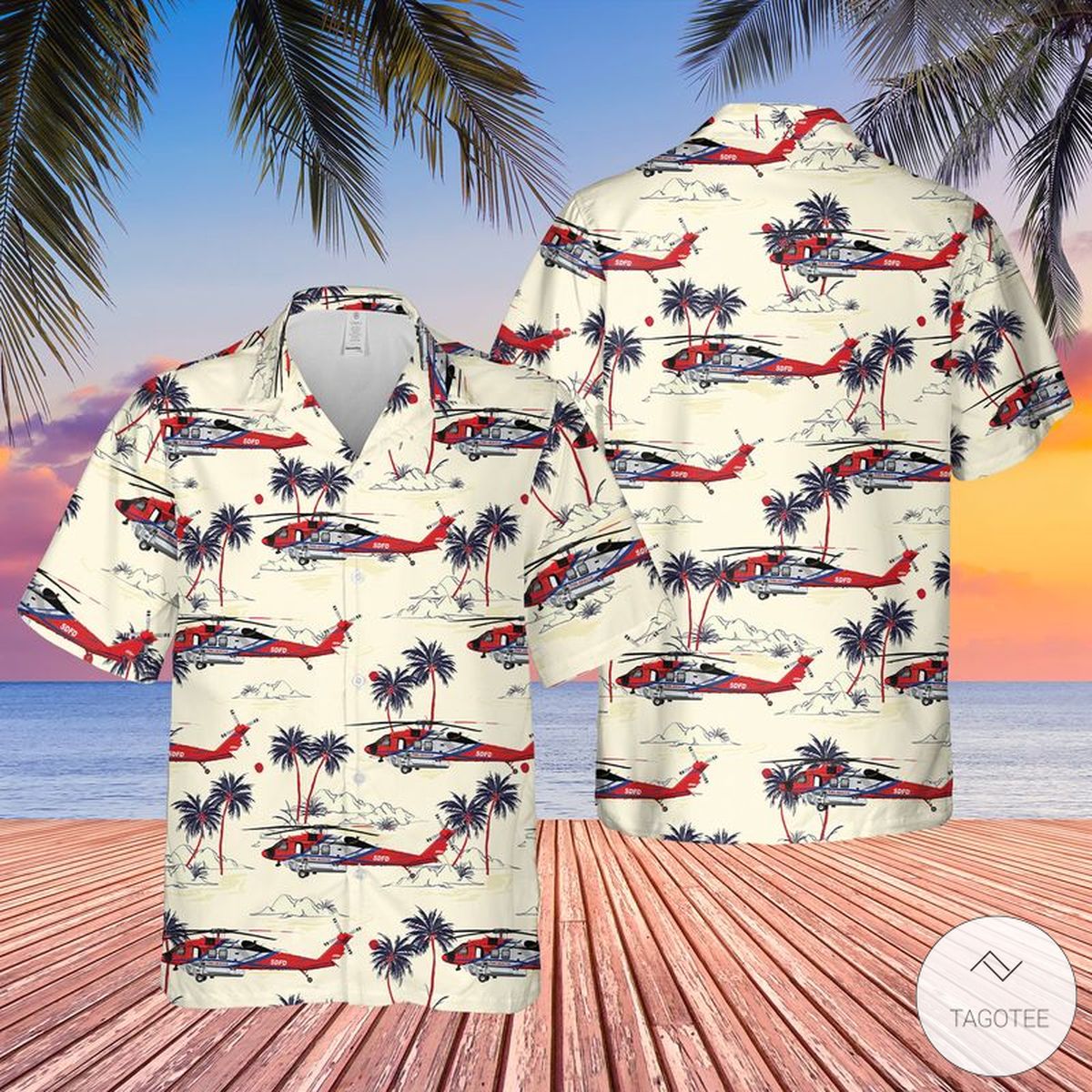 US San Diego Fire-Rescue Helicopter Hawaiian Shirt, Beach Shorts – TAGOTEE