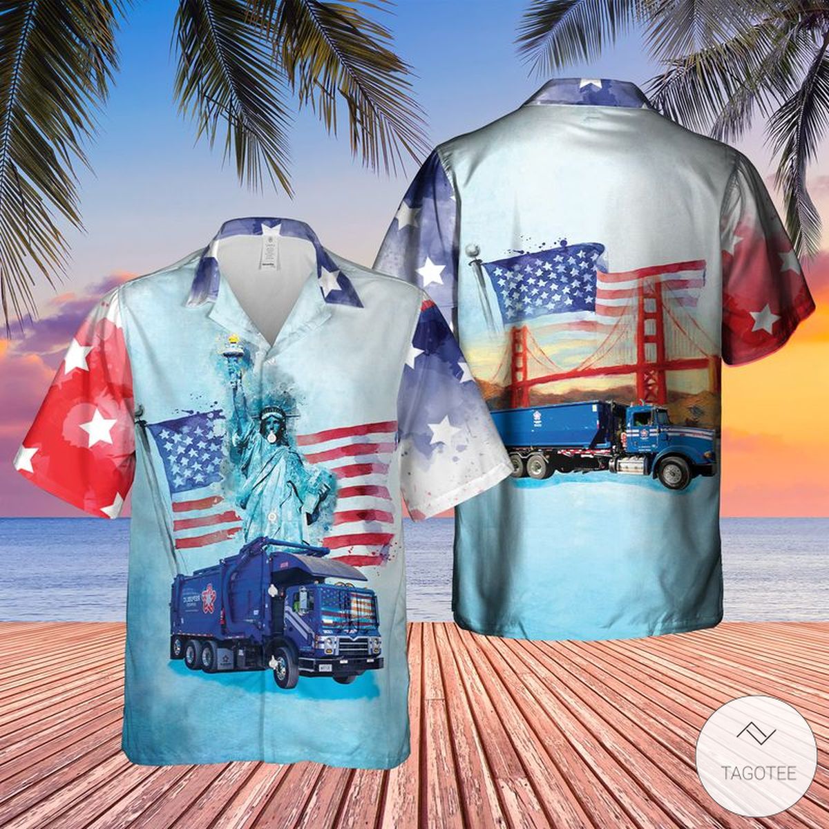 US Waste Collector Garbage Trucks 2 Independence Day Hawaiian Shirt ...