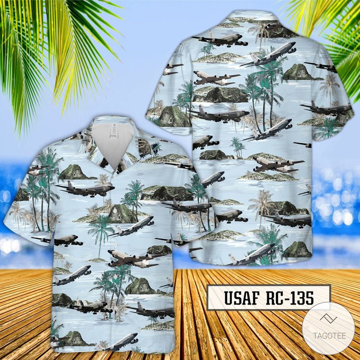 USAF RC-135 Rivet Joint Recon Airplane Hawaiian Shirt, Beach Shorts – TAGOTEE