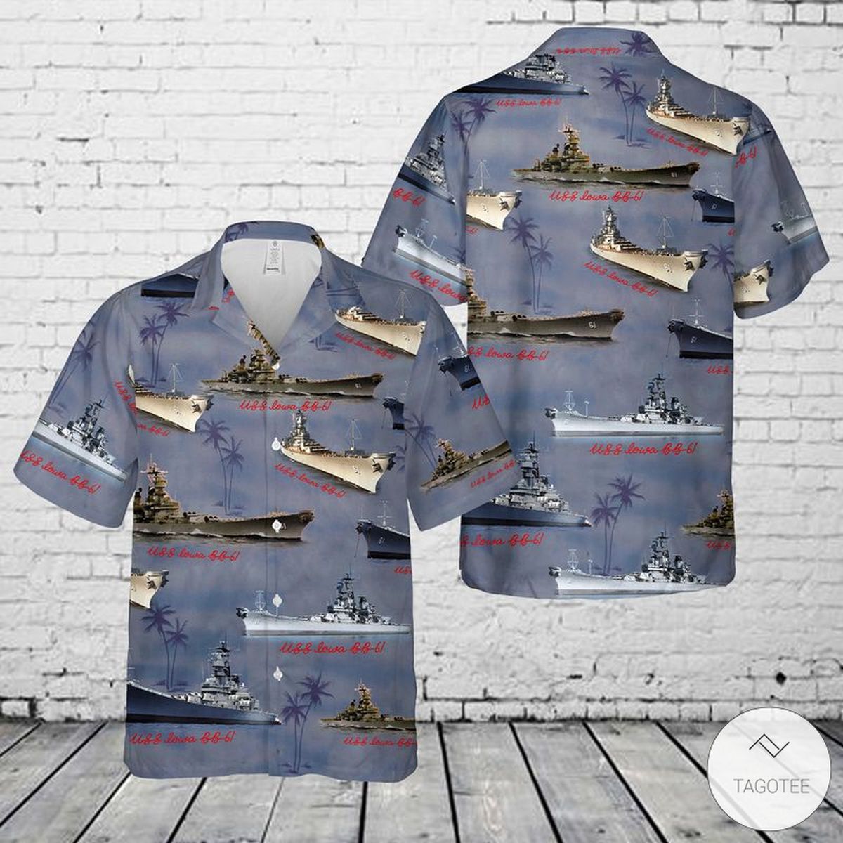 USS Iowa BB 61 Hawaiian Shirt Beach Shorts