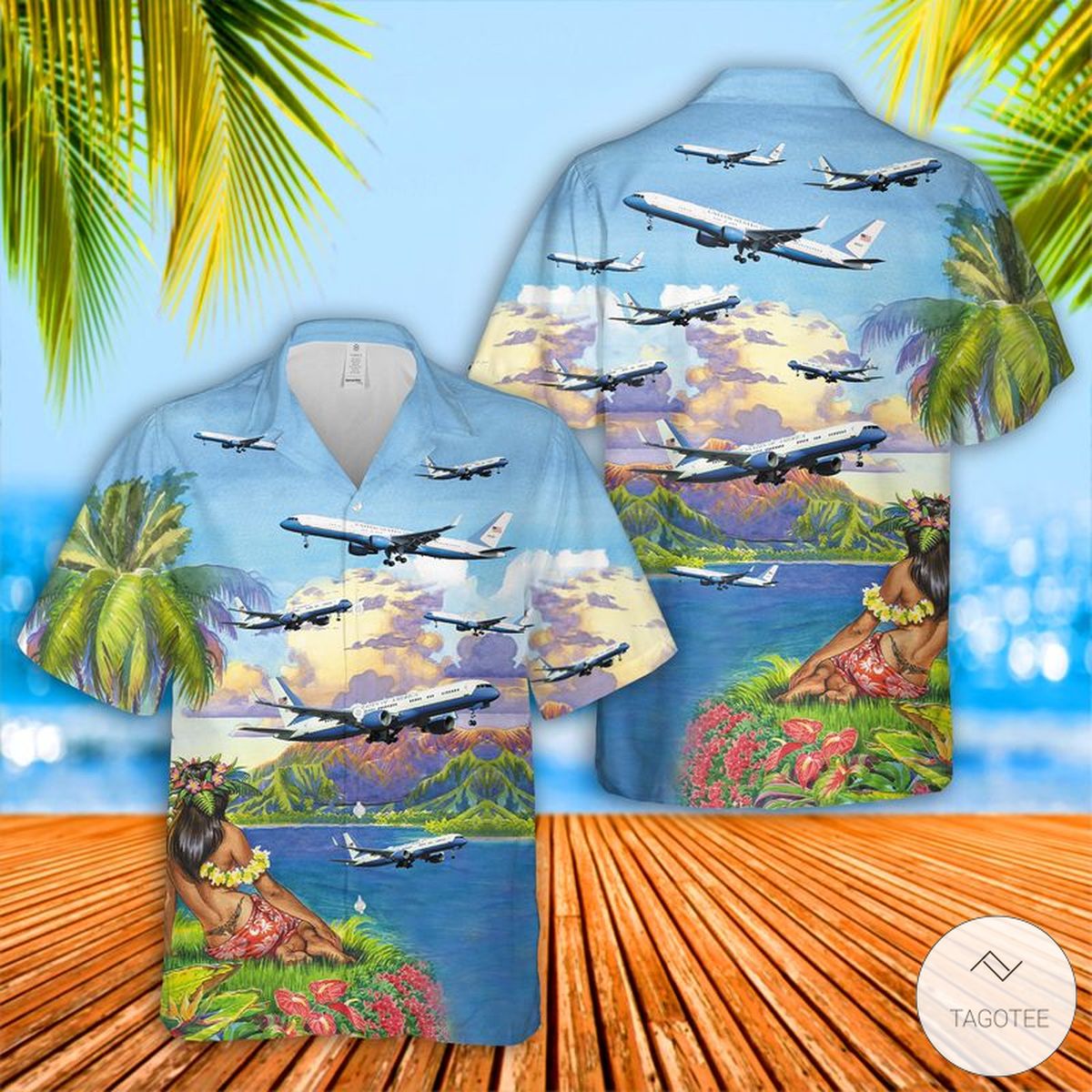 VC 32 Air Force Two Hawaiian Shirt Beach Shorts