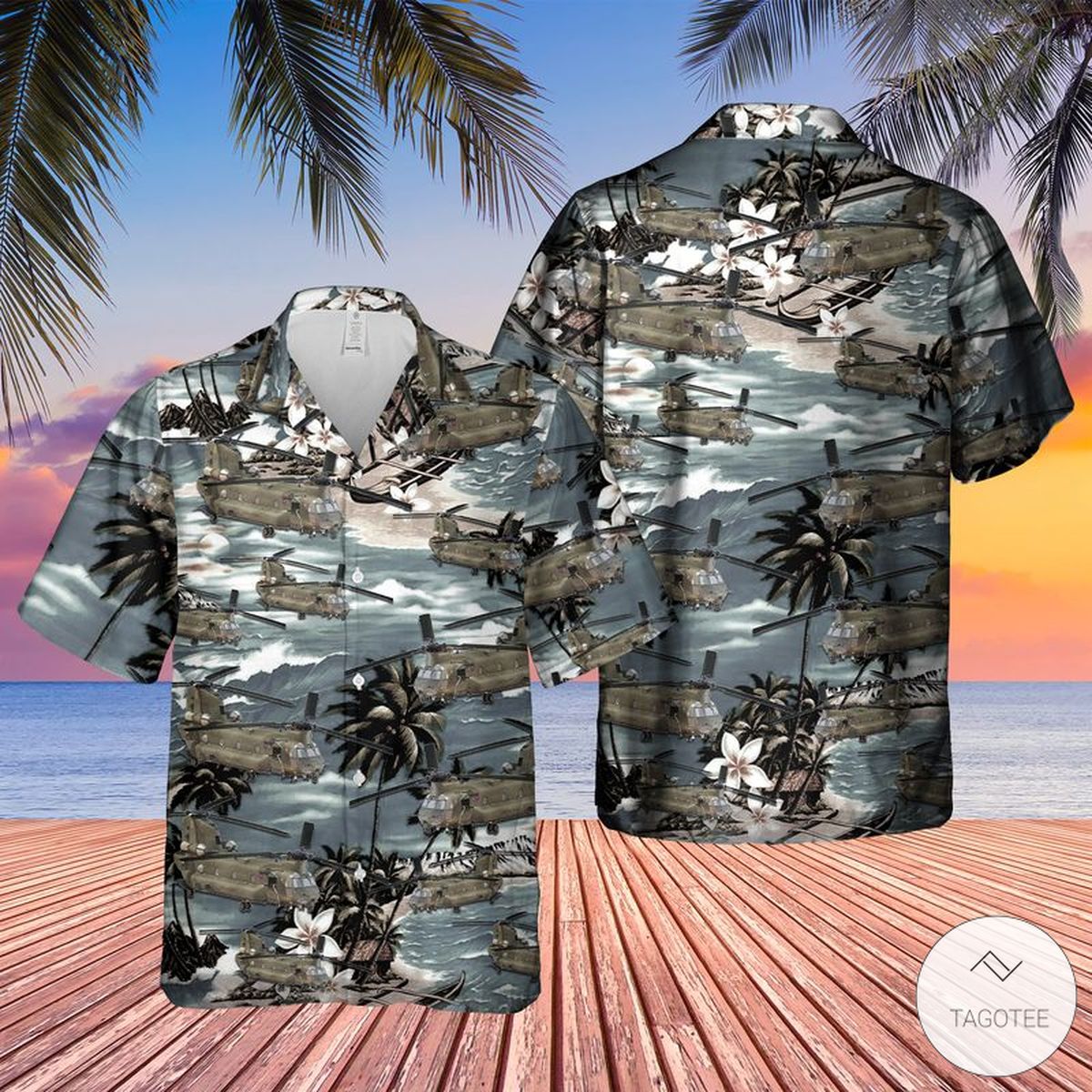 Vietnam Era CH-47 Chinook Helicopter Hawaiian Shirt, Beach Shorts – TAGOTEE