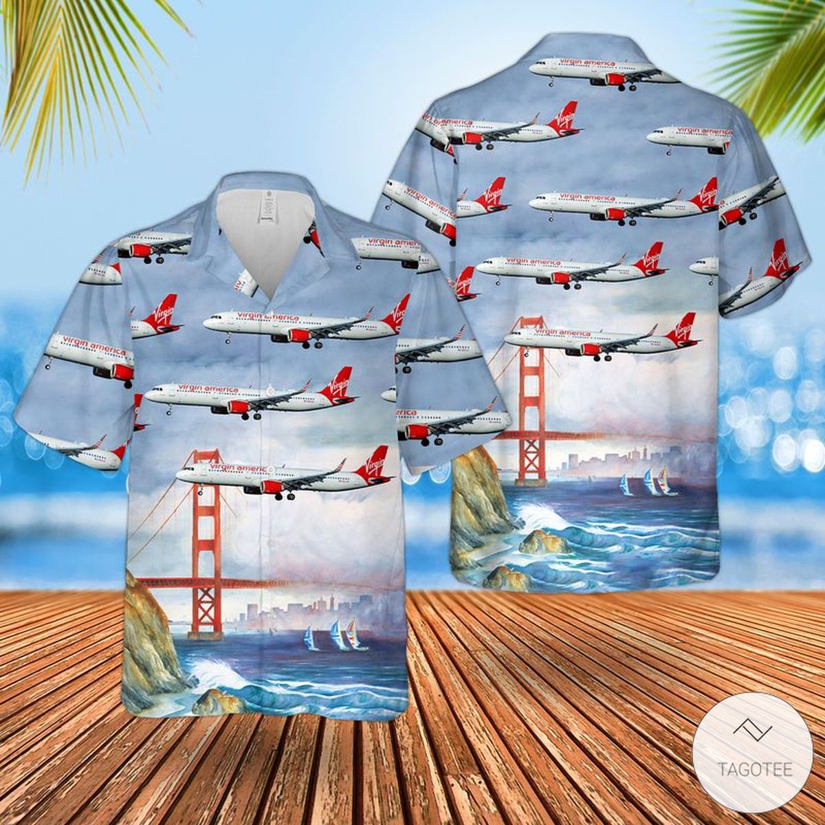 Virgin America Airbus A321-253N Hawaiian Shirt, Beach Shorts – TAGOTEE