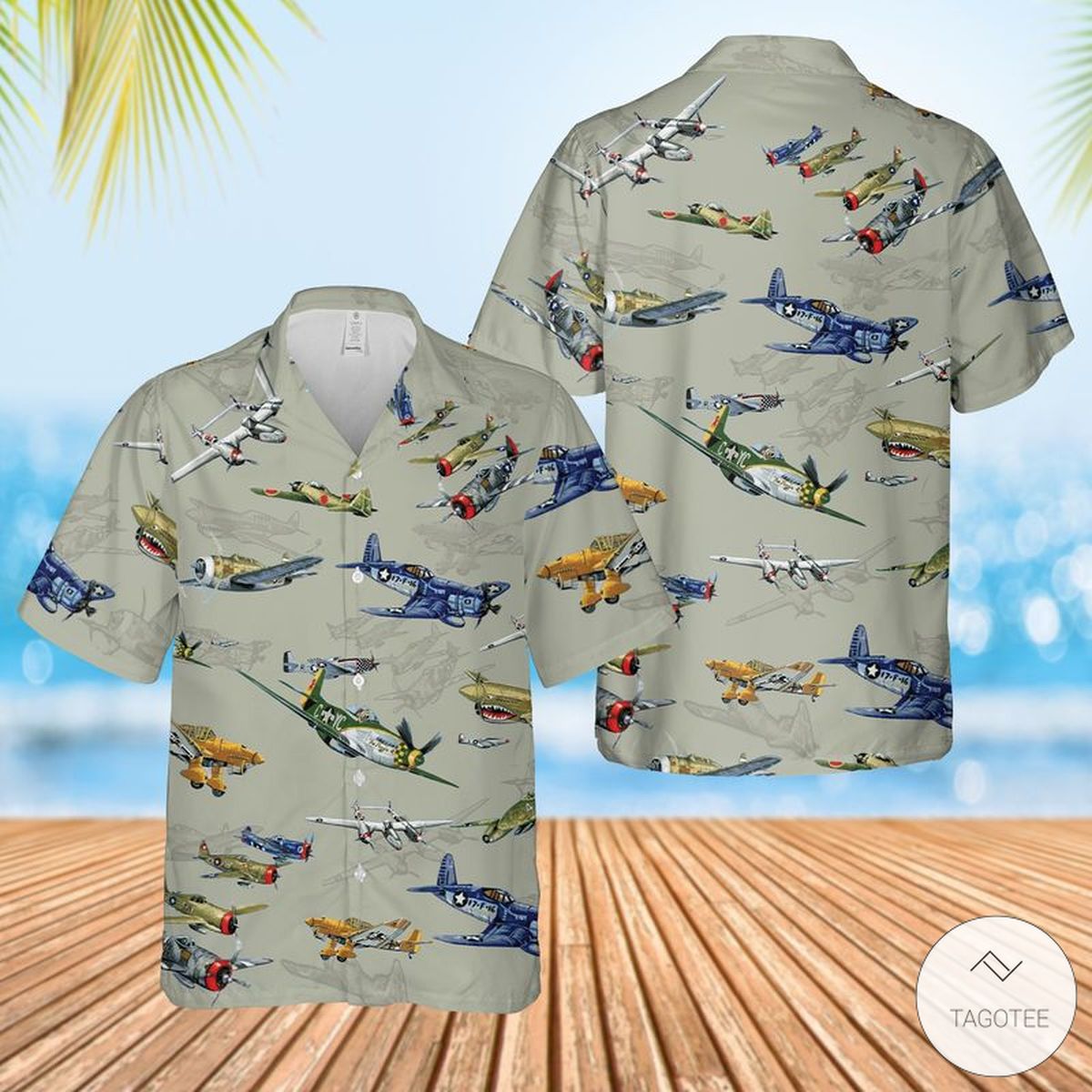 Warbird Fighter Planes Hawaiian Shirt Beach Shorts