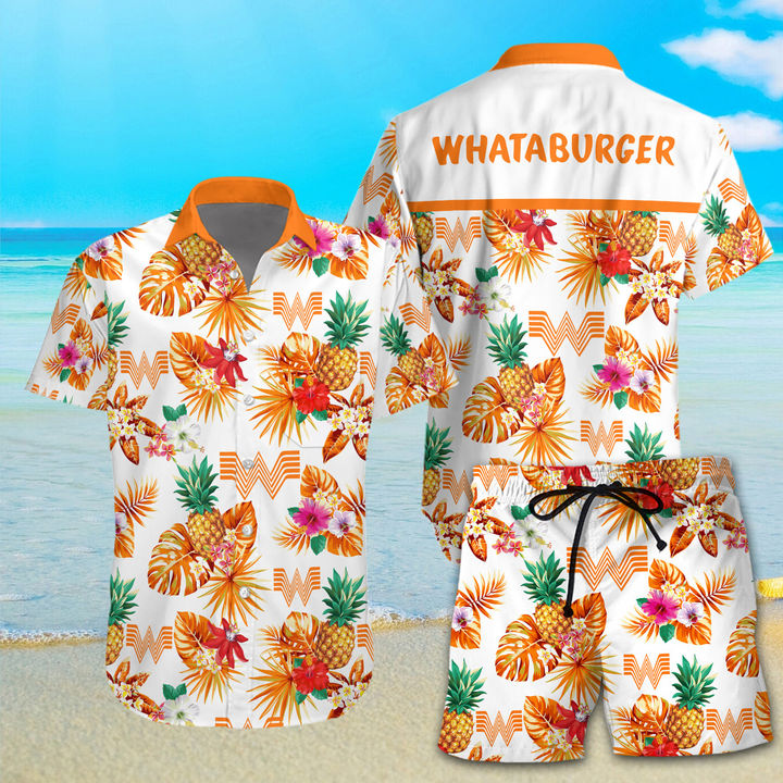 Whataburger logo hawaiian shirt and short