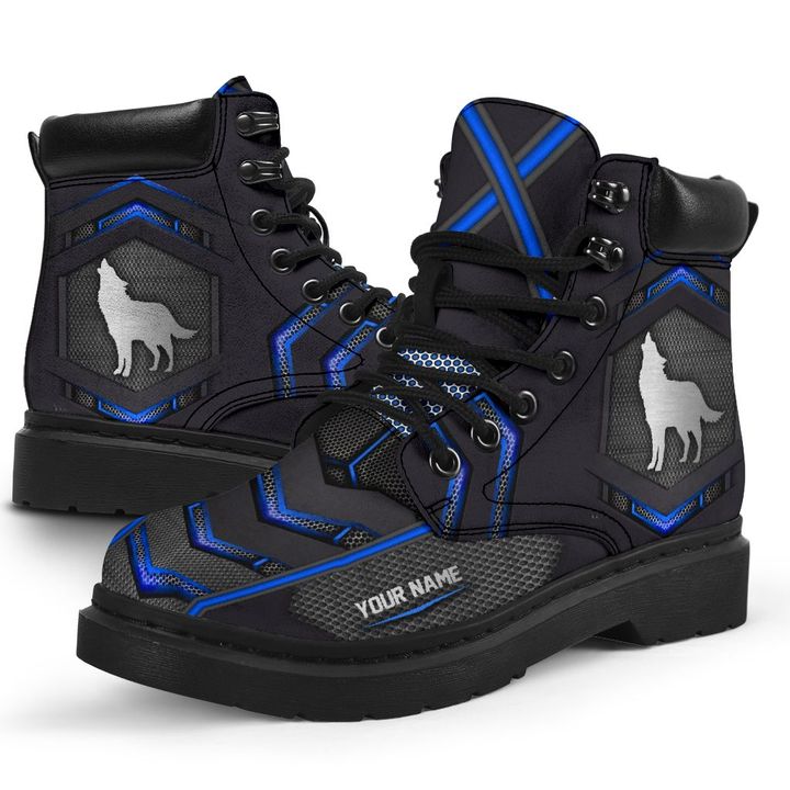 Wolf personalized custom name carbon timberland boots2