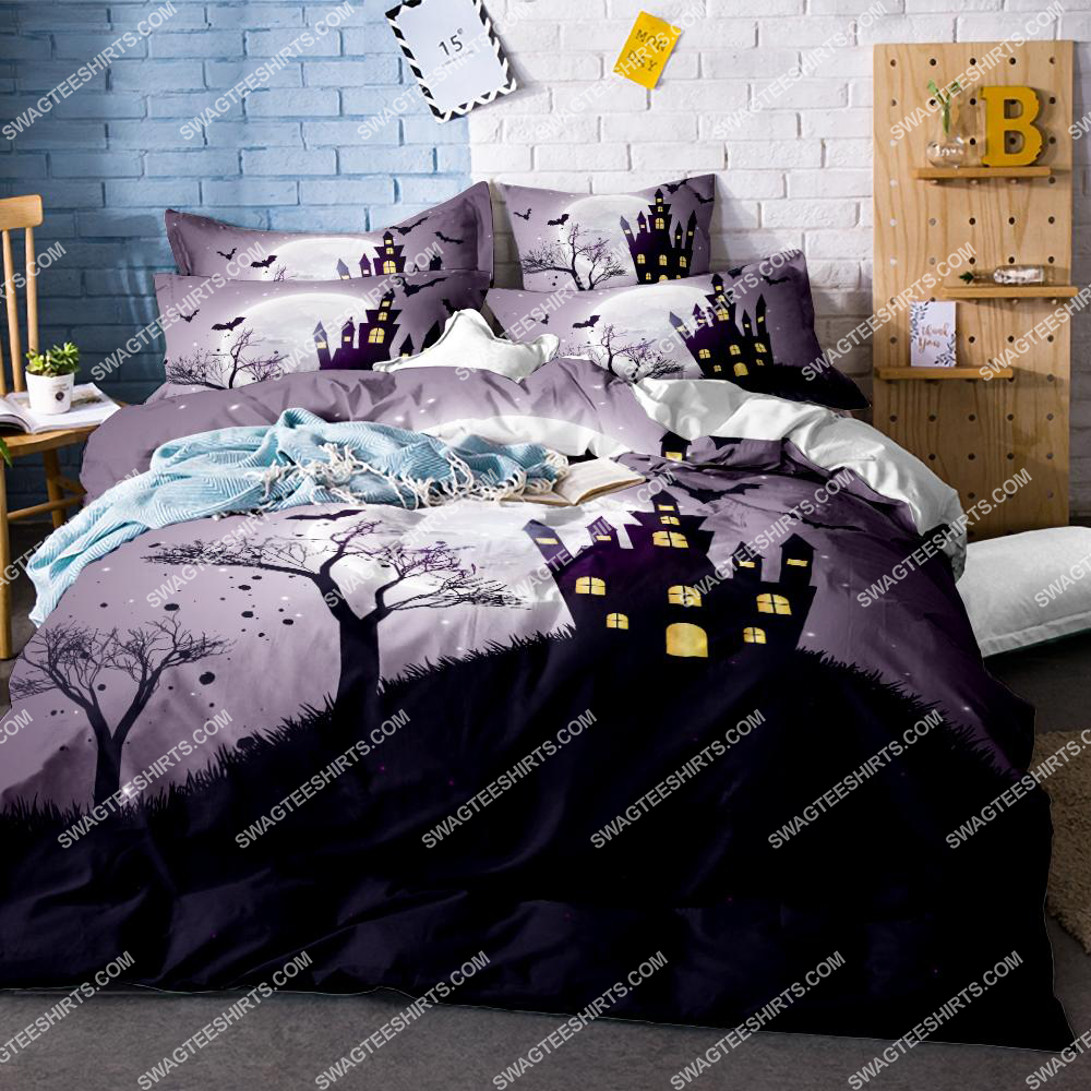 [special edition] Ghost house and bat halloween night full printing bedding set – maria