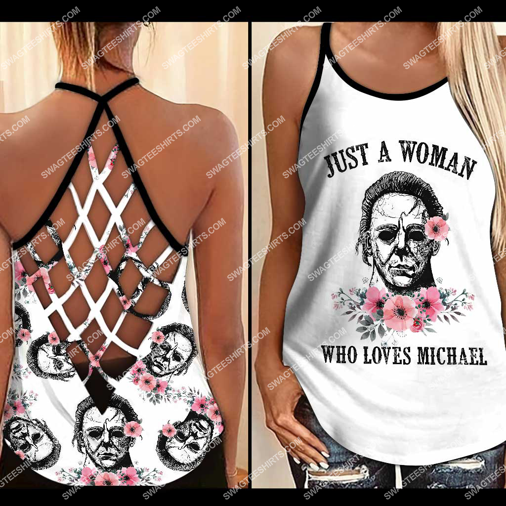 [special edition] Halloween horror movie just a woman who loves michael myers cross tank top – Maria