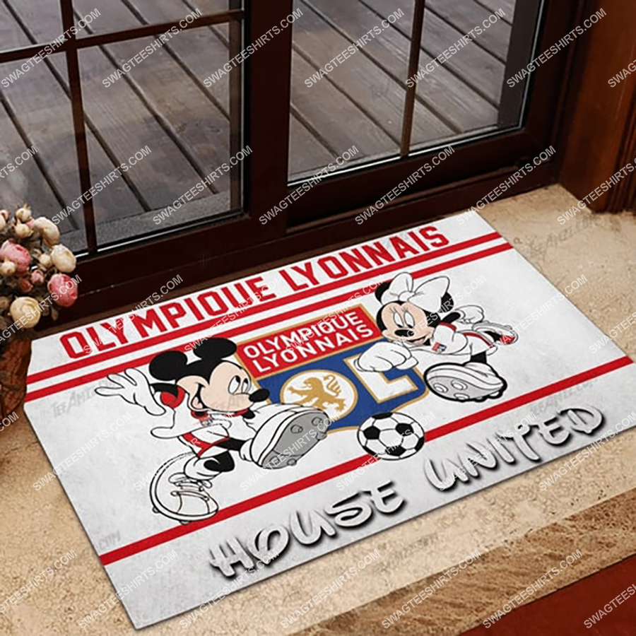 [special edition] Olympique lyonnais house united mickey mouse and minnie mouse doormat  – maria