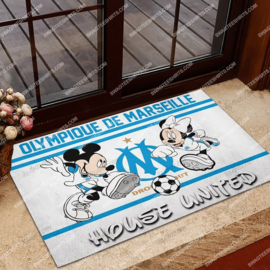 [special edition] Olympique marseille house united mickey mouse and minnie mouse doormat – maria